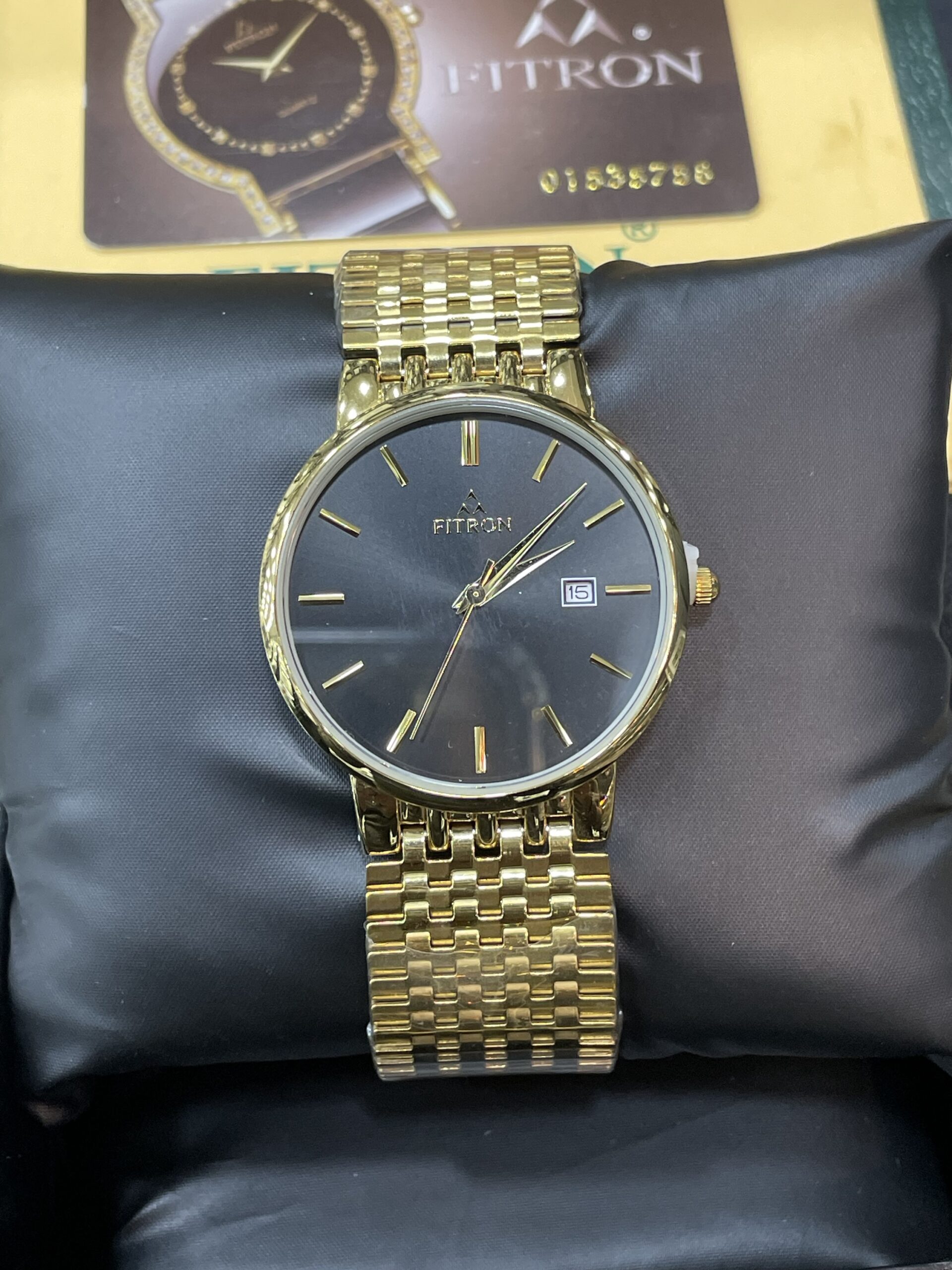 Fitron Quartz 7807 M Metal Chain Golden With Black Men s Watch