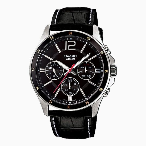 Casio Enticer Black Dial Leather Strap Men's Watch MTP1374L1AV