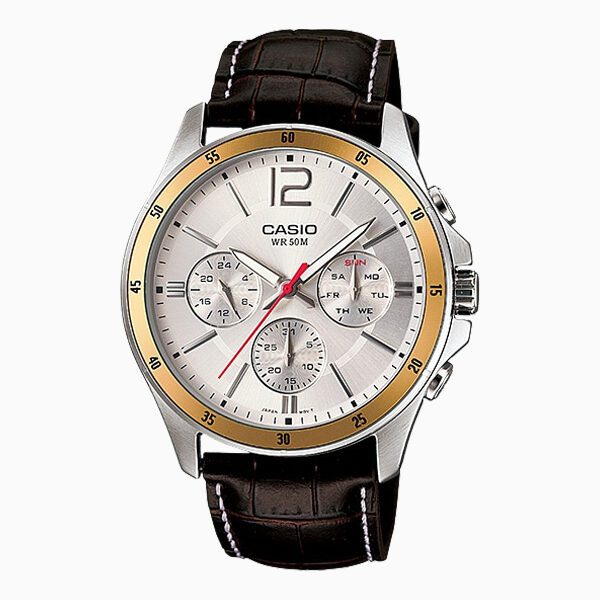 Casio Enticer Chronograph White Dial Men's Watch - MTP-1374L-7AVDF (A835)