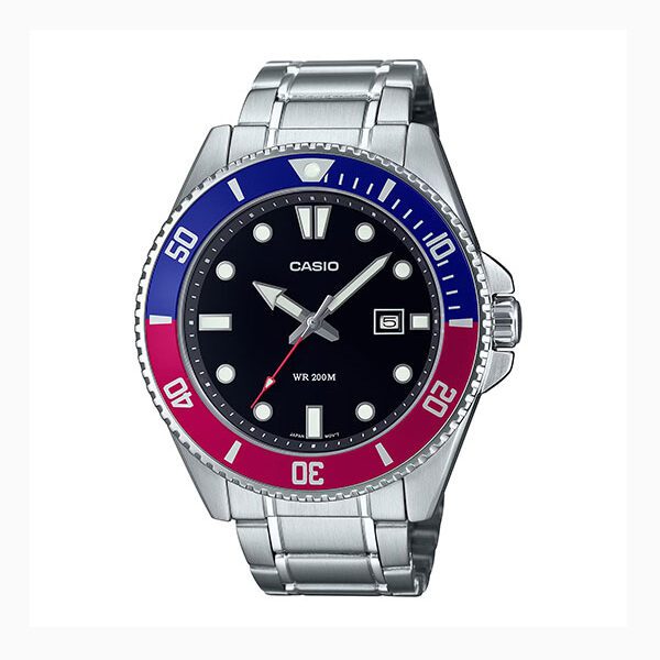 Casio Enticer Men's Black Dial Stainless Steel Analog Watch - MDV-107D-1A3