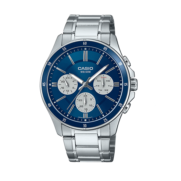 Casio Men's Dial Stainless Steel Band Watch - MTP-1374D-5A