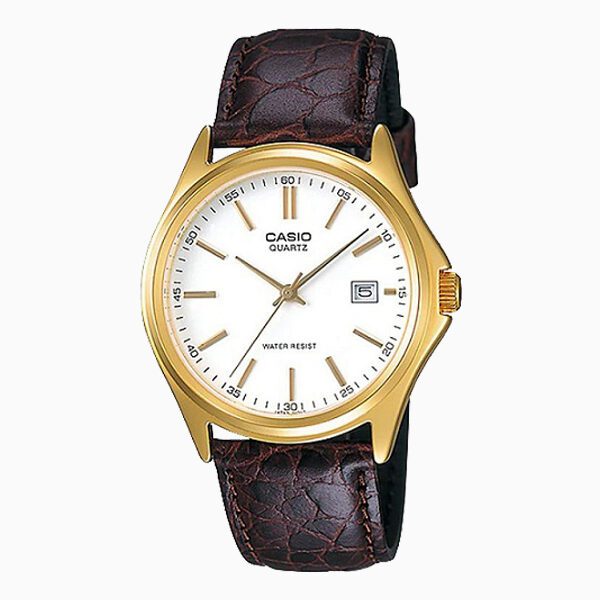 Casio MTP-1183Q-7A Men's Gold Analog Dress Watch w/Croc-Leather Band & Date