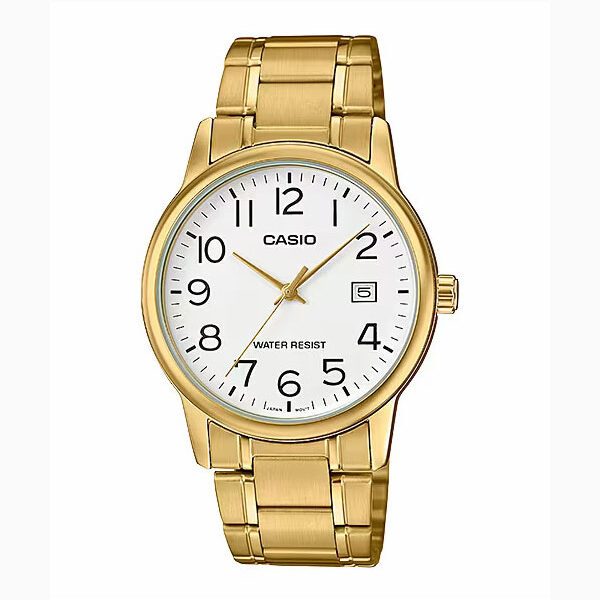 Casio #MTP-V002G-7B2 Men's Standard Analog Stainless Steel Date Black Dial Watch