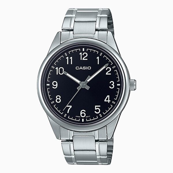 Casio MTP-V005D-1B4 Men's Standard Stainless Steel Numbers Black Dial Analog Watch