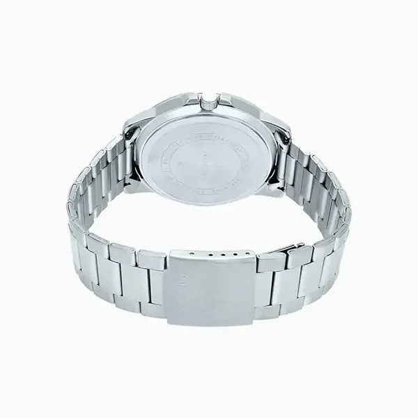 Casio MTP-VD01D-1BV Men's Enticer Stainless Steel Black Dial Casual Analog Sporty Watch, Silver, 48×42×10.7mm, Quartz Movement