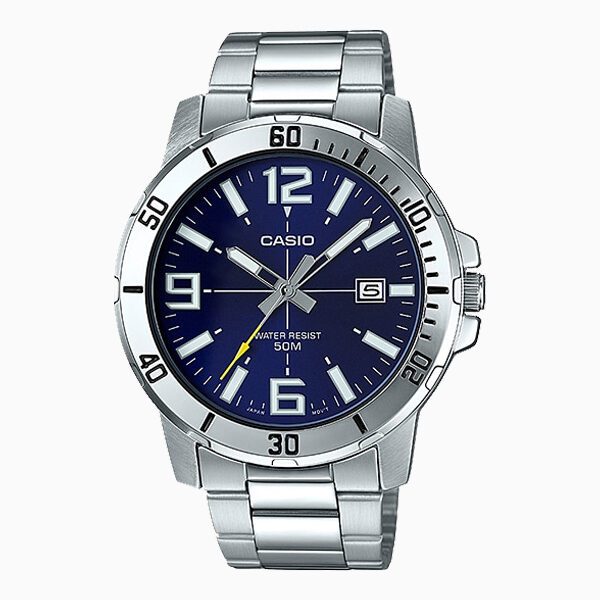 Casio MTP-VD01D-2BV Men's Enticer Stainless Steel Blue Dial Casual Analog Sporty Watch