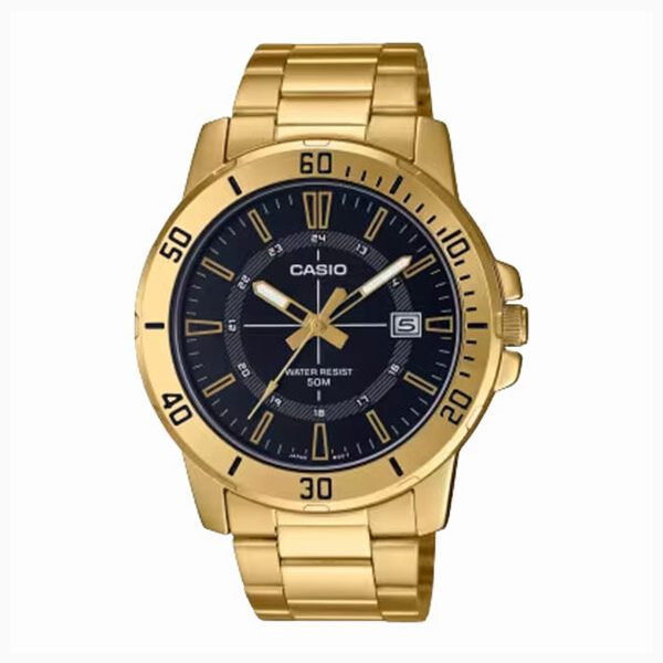 Casio MTP-VD01G-1C Men's Stainless Steel Easy Reader White Dial Day Date Analog Dress Watch